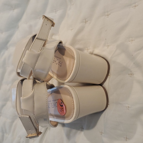 NWT RACHEL ZOE Beige Block Heel Square Toe Strappy Sandals size 9.5 - Picture 4 of 7